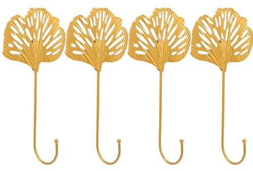 VILLCASE 4stücke Ginkgoblatt-haken Aus Metall Wandhaken Für Montage Schlüsselhaken Huthaken Für Wand Mantelhaken Kleine Haken Zum Aufhängen Vintage-wandhaken Metallhaken Für Wand