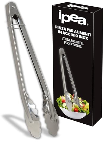 IPEA Pinze da Cucina per Alimenti in Acciaio Inox - 30 CM - Pinza Professionale per Carne, Insalata, Pasta, Barbecue Buffet con Sistema di Bloccaggio - Pinze da Chef Resistenti Multiuso