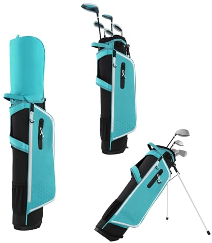 LIFEZEAL Komplettes Golfschläger-Set für Kinder von 11-13 Jahren, Golfbag Golftasche tragbar mit 6 Golfschlägern, Junior-Golf-Set für Jungen & Mädchen (Blau)