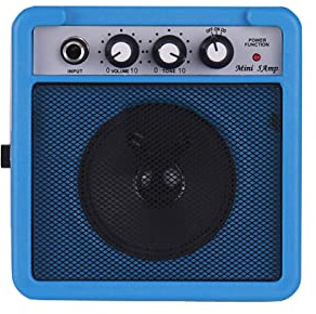 HUIOP 5 W mini gitarrförstärkare högtalare med 3,5 mm och 6,35 mm ingångar 1/4 tums utgång kompatibel med overdrive volymtonjustering