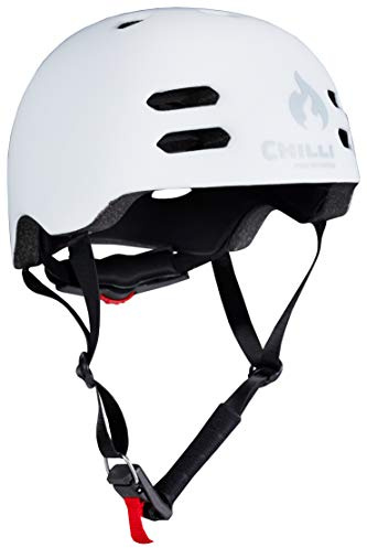 Chilli Pro Scooter Leichter Inmold Helm I Grössenverstellbar I Magnetverschlusss I belüftet für Stunt-Scooter I Skateboard I Inlineskates I Fahrrad I BMX I Dirt I E-Scooter Weiß, L = (58-61cm)