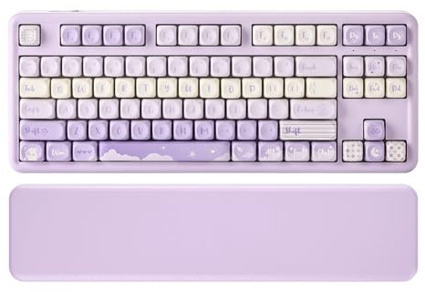 YUNZII B87 Tastiera Meccanica Gaming, QMK/VIA, RGB, Tasti MOA, Poggiapolsi, Connessione BT5.0/2.4G/USB-C NKRO per Win/Mac (viola, milk v2)