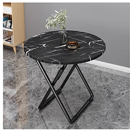 Modernt vikbart balkong runt matbord med metallfäste och marmorskiva 60 cm storlek idealisk för kök kaffebord heminredning vikbar design (färg: Vit)