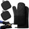 dellyy Gants Four, Gants Cuisine, Ensemble de 4 Gant Four Anti Chaleur (2 Gants + 2 Tapis), Gants de Four en Silicone, Motif à Carreaux en Diamant Antidérapant, Adapté à La Cuisine et à La Pâtisserie