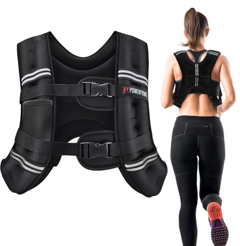 PowerPrime Weighted Vest 5kg for Home Workouts – Neoprene Secure No-Bounce Fit, Adjustable Training Vest for Running & Strength Training