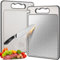 Tabla Cortar Cocina de Doble Cara, Tabla Cortar Acero Inoxidable con Ranura para Cuchillo, Tablas de Corte Cocina