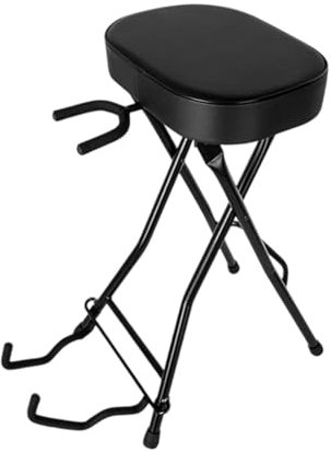 perfeclan Gitarrenhocker Sitz Gitarrenstuhl Ergonomische Rückenlehne Tragbarer Stuhl mit Halterung zum Spielen Hocker E-Gitarristen Bass