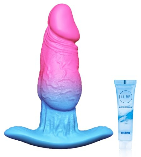 15 cm Large Butt Plug Godemiché Anal Plug en T Base Analdilo pour Homme Silicone Bad Dragon Réaliste Portable Dilatateur Anal pour Femme Buttplug Prostate Analtoy Jouets Sexuels (Bleu rose)