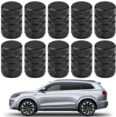 10 pz Tappini Gomme Auto, Tappi per Valvole Pneumatici, Nero, Set Tappi Valvole Ruote in Alluminio Anodizzato, Resistenti alla Corrosione, Copri Perni Universali per Auto Camion Motociclette SUV