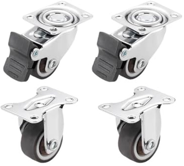 4 unids/lote 1/1, 25/1, 5/2 pulgadas rueda silenciosa de goma suave direccional mini muebles con rueda de dirección de freno(1.25-Inch- B)