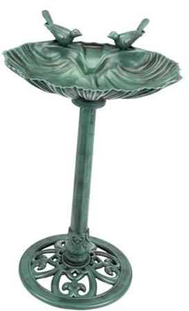LOVIVER Bebedero para pájaros de jardín, Ideal para Amantes de Las Aves. Bebedero con Pedestal, comedero Multifuncional, Base Estable, 80 cm de Altura. Adorno, Verde