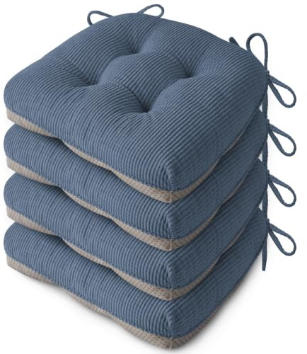 FlyGulls Seat Cushions for Dining Chairs, Anti Slip Kitchen Chair Cushions Set of 4, Soft Dining Seat Pads 18X16.5X3/46X42X8cm, Light Blue