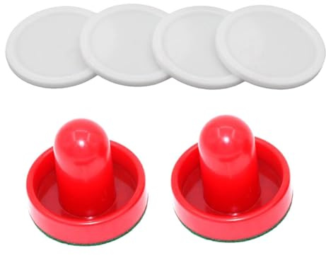 TUXCAXI Mini Air Hockey Pusher e Pucks con Fondo in Feltro più Spesso Attività Sportive Coinvolgenti al Coperto a Casa o in Sala Giochi Attrezzatura per Giochi di Famiglia al , Puttatore Rosso , 6 cm