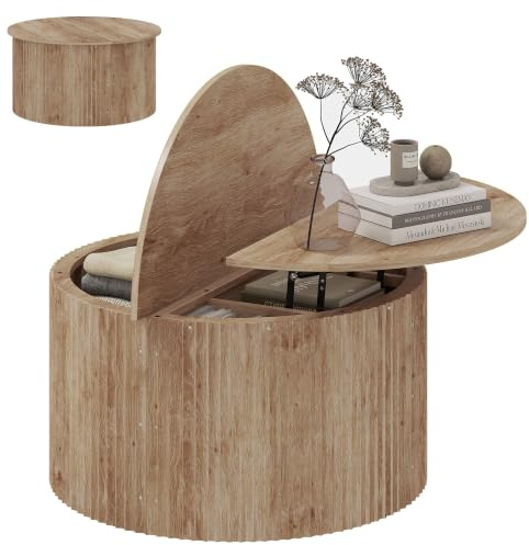 HOMCOM Table Basse Relevable Table de Salon 80 x 80 x 42 cm Bois Naturel