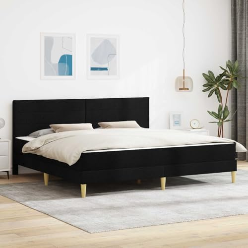Ziaphsol Stor svart sängram med madrass, 180 x 200 cm, tygöverdrag och förvaringsutrymme, modern design, stabil ribbotten, lämplig för sovrum, gästrum, urban stil