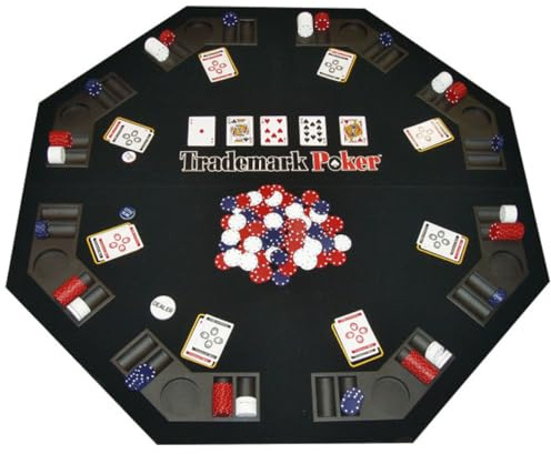 Poker Table Topper - Foldable Texas Hold 'Em Set with Carry Case, 300 Poker Chips, 2 Decks of Cards, and Dealer and Blind Buttons by Trademark Poker