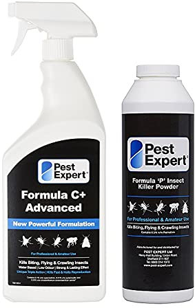 Pest Expert Formula ‘C+’ Silverfish Killer Spray 1ltr and Silverfish Killer Powder 300g - Fast-Acting & Long-Lasting Control for Insects, Eggs & Larvae - Professional Strength Approved for Amateur Use