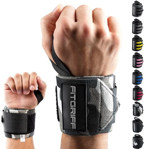 Fitgriff® Handledsbandage [handledsomslag] 45 cm handledsbandage för fitness, handledsstöd, bodybuilding, kraftsport och crossfit
