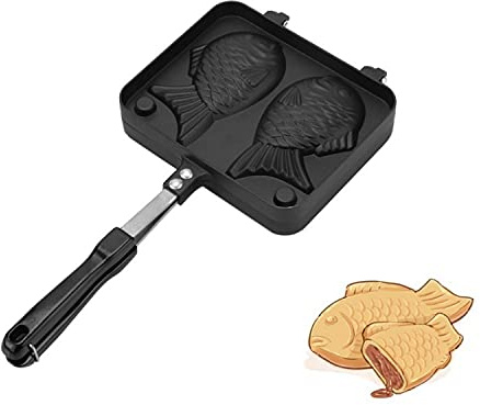 Yosoo Japanese Double Pan, Nonstick Fish-Shaped Pancake Waffle Maker Egg Bubble Pan Aluminum Alloy Baking Plate for Home Kitchen Use (Fish-Shaped Waffle Maker)