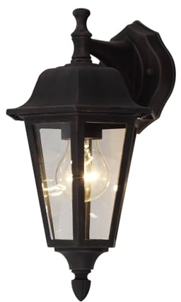 Outdoor Wall Light 'Lamina' (Antique, Vintage) in Brown Made of Aluminium (1 Light Source, E27) from Lindby | Wall lamp for Exterior/Interior Walls, House, Terrace und Balcony