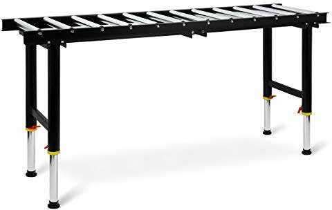 EBERTH Rollentisch Rollenbahn, höhenverstellbar, Tragkraft 200kg, Transportlänge 180cm, Transportbreite 40cm, 12 Rollen mit Ø 38mm, Rollenabstand 15cm, Rollbahn Förderband Transportbahn Transportband