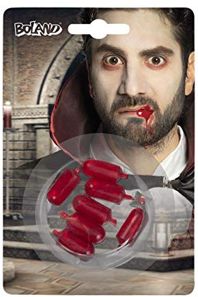 Boland 45166 - Capsule di Sangue teatrale, 7 Pezzi, Sangue Artificiale, Polvere di Sangue, Gelatina, Horror, Halloween