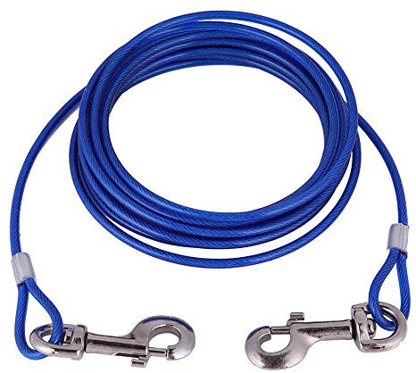Alambre de Acero, Cables de Amarre para Perros domésticos Correa de Amarre de Alambre de Acero Correa de Metal para Acampar en el Patio al Aire Libre(Azul)