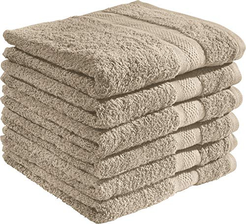 REDBEST Handtuchset, Frottierset 6er-Pack Chicago Taupe Größe 50x100 cm - saugstark, strapazierfähig, ideal für Reisen, Sport (weitere Farben)