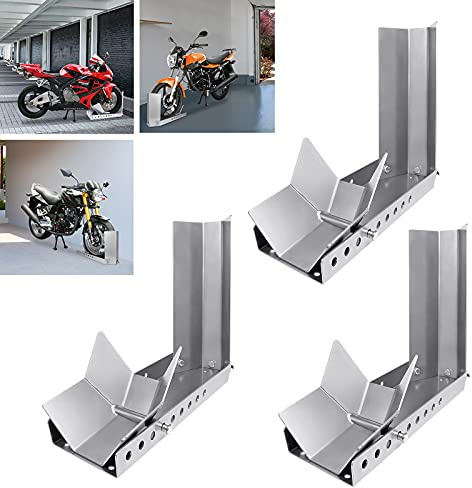 Froadp Morsetto Della Ruota Anteriore del Portamoto, Supporto per Ruota Anteriore da Moto, Guide Ausiliarie per il Carico, Acciaio Verniciato a Polvere Motociclo Supporto (3 Pezzi)