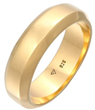 Kuzzoi Anillo de Boda para Hombre, Hecho a Mano en Plata 925, Chapado en Oro, Anillo de Compromiso y Amistad, Anillo Pulido, Talla 54-66 0610461521, Plata de ley