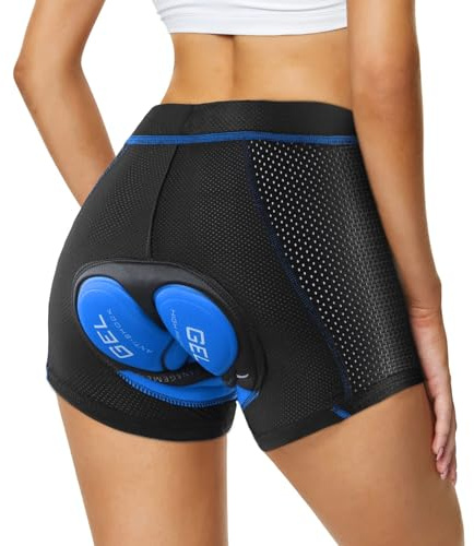 Agolu Culotte Ciclismo Mujer Culote con Badana Gel 5D Respirable a Prueba de Golpes Culote Corto Ciclismo Secado Rápido Badana Ciclismo Ropa MTB(Size:SG,Color:Azul)
