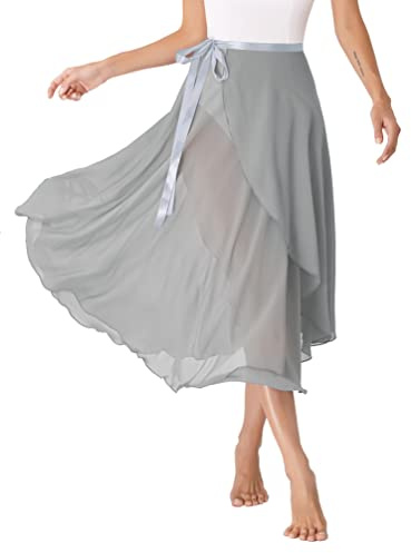 YiZYiF Womens Chiffon Sheer Ballet Dance Skirt Lyrical Modern Flowy Dress Contemporary Long Skirt
