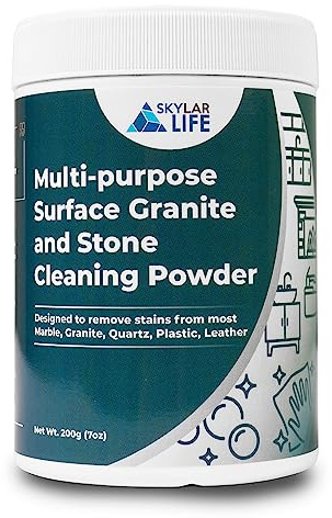 Skylarlife Multi-purpose Surface Stone Cleaning Powder (200g) to remove rust stain, yellowing, oil stains, from most marble, granite, quartz, concrete, countertop and other non-porous surface, remove adhesive spots and stains from boat and plastic and leather