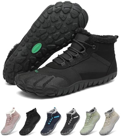 SAGUARO Botas de Nieve Hombre Mujer Zapatos Forrados Caliente Barefoot Botines Antideslizante, Negro 38