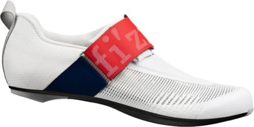Fizik Transiro Hydra Aeroweave Carbon, Highly Breathable Triathlon Innovative Carbon Shoes, White/Red-Blue, 11