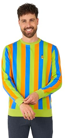 OppoSuits Herren Sesamstraße Pullover - Offizieller Bert™ Pullover - Slim Fit - Pullover Sweatshirt - Multicolor - Langarm - Rundhalsausschnitt
