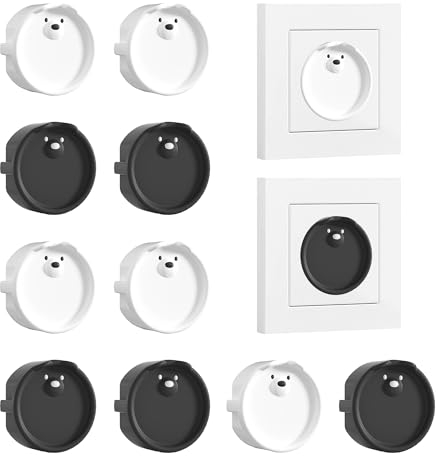 LLMtn Lot de 10 prises de type F (5 noires, 5 blanches), boîte en silicone, couvercle décoratif, housse de protection contre la poussière, protections de prises, cache-poussière, protections