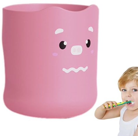 Bicchiere per spazzolino da denti per bambini con manico, 300 ml, porta dentifricio e tazza infrangibile, adorabile accessorio da bagno per bambini, ragazzi e ragazze