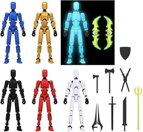 MerryXD 6 Pack Assembly Completed T13 Action Figure,Dummy Nova Titan Lucky 13 Action Figure 3D Printed Multi-Jointed Movable Toy