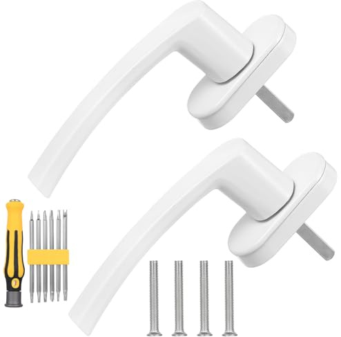 Zhujiehigh 2 Pz Maniglia Finestra, Maniglia Finestra in Alluminio Bianco, Maniglie per Finestre in uPVC, Chiavistello Girevole per Finestre in PVC UPVC, Bianche