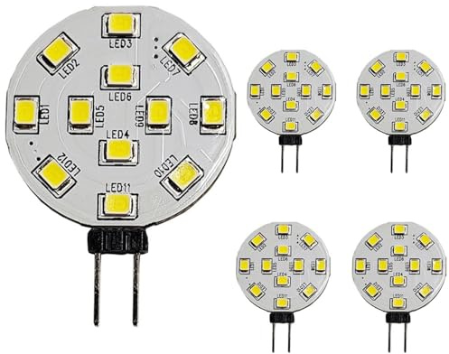 WeiHong G4 LED-lampor, 2 W, ersättning för halogenlampor, AC/DC 12 V, 24 V, 220 lumen, disco, LED-dubbelstift, JC, flimmerfri och anti-EMI (5, vit)