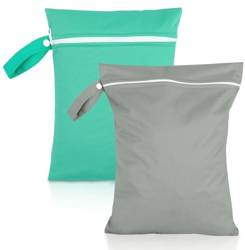 Eulihent 2 Pezzi Sacchetti Impermeabili da Viaggio 40 x 30cm Wet Bag con Cerniera Sacchi da Biancheria Sporca Riutilizzabile Sacchetti Organizer per Costume da Bagno Palestra Piscina Spiaggia