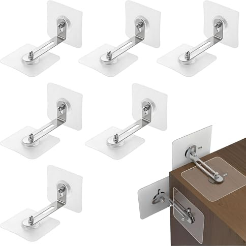 6 Stück Möbel-Wandanker ohne Bohren, Selbstklebende Kippsicherung für Möbel, Kindersicherung & Kippschutz für Schrank, Regal & Kommode, Unsichtbare Möbelanker für Baby & Haustiere, Starker Kleber