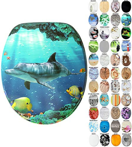 Sanilo Soft Close Toilet Seat, Wide Choice of New Toilet Seats, Stable Hinges, Easy to Mount (Dolphin)