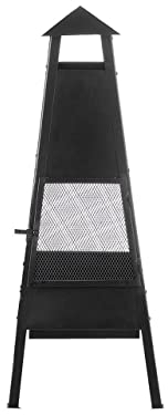 Brasero Chimenea de Metal carbón leña Madera jardín Exterior Negro Yasur