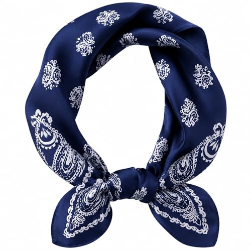 MAIRY Silk Hair Scarf Satin Hijab Lightweight Square Bandanas Sleeping Wraps Neck Head Scarves SF-M74