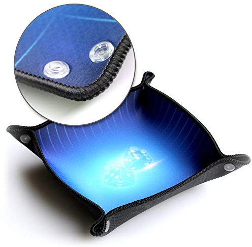 Piste à dés Pliable Souple Bleu Saphir pour Jeu de société, jdr, yams, 421 Jouez où Vous Voulez grâce à Son revêtement néoprène et Ses Bords clipsés en Quelques Secondes
