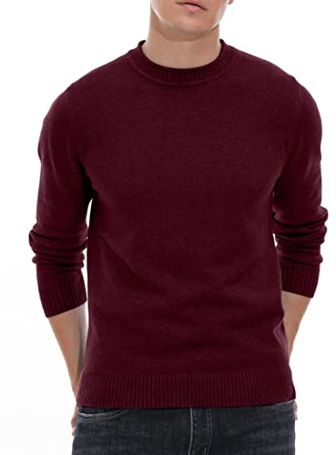 Sailwind Jumper para Hombres Cuello Redondo Vintage Slim Lana Prendas De Punto para Hombres Classic Warm Mens Sweater (Rojo Vino, M)