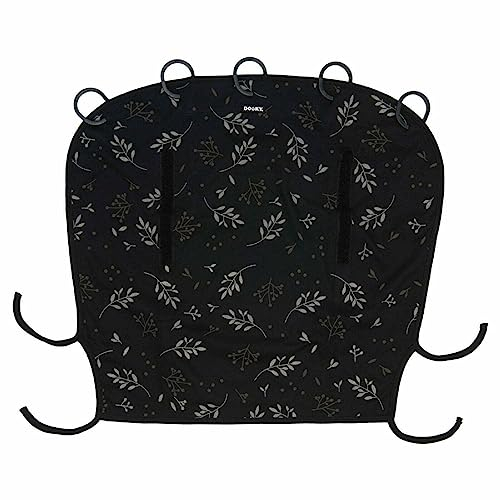 Dooky - Sonnenschutz für Kinderwagen, Buggy & Babyschale - Schwarz mit Blättern - Sonnensegel Wetterschutz, Regenschutz Kinderwagen, Sonnenschutz, Sonnenschirm - Baumwolle - LxBxH = 26x3x18 cm