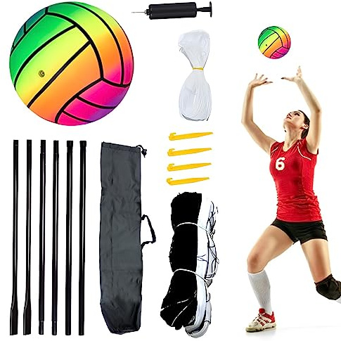 voleibol – voleibol para patio trasero | bádminton, redes voleibol con bolsa almacenamiento portátil para bádminton/voleibol/tenis Teksome